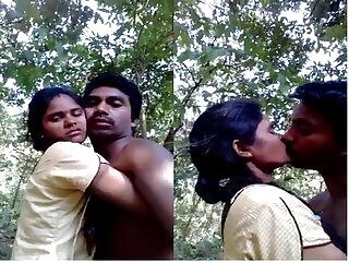 Horny Indian Cpl Kissing Outdoors