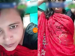Minu Roy Red Saree Transparent Navel and Back, Married, Bigo ID inside Video